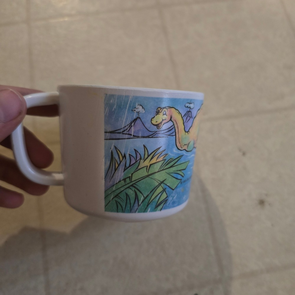 Zak Designs Mug 1993 Dinosaur Kids White Vintage 90s Plastic Brontosaurus Cup - Picture 5 of 5